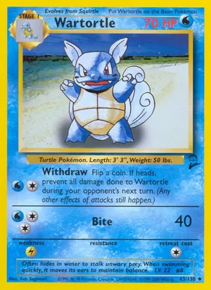 Wartortle 063/130 Uncommon, Base Set 2 Pokémon TCG card