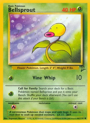 Bellsprout 066/130 Common, Base Set 2 Pokémon TCG card