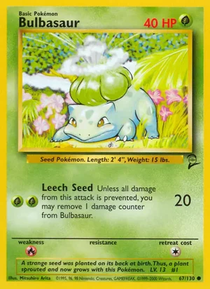 Bulbasaur 067/130 Common, Base Set 2 Pokémon TCG card