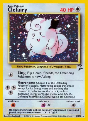 Clefairy 006/130 Holo Rare, Base Set 2 Pokémon TCG card