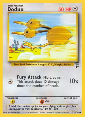 Doduo 072/130 Common, Base Set 2 Pokémon TCG card