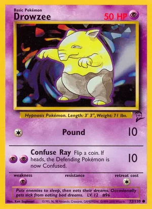 Drowzee 073/130 Common, Base Set 2 Pokémon TCG card