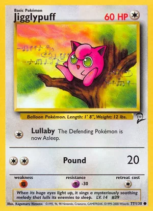 Jigglypuff 077/130 Common, Base Set 2 Pokémon TCG card