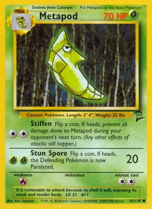 Metapod 081/130 Common, Base Set 2 Pokémon TCG card