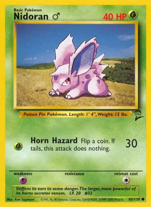 Nidoran M 083/130 Common, Base Set 2 Pokémon TCG card