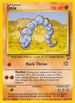 Onix 084/130 Common, Base Set 2 Pokémon TCG card