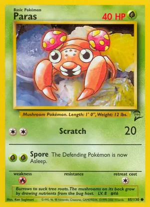 Paras 085/130 Common, Base Set 2 Pokémon TCG card