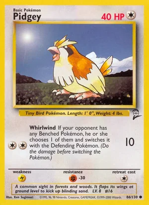 Pidgey 086/130 Common, Base Set 2 Pokémon TCG card