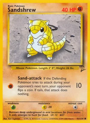 Sandshrew 091/130 Common, Base Set 2 Pokémon TCG card