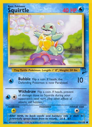 Squirtle 093/130 Common, Base Set 2 Pokémon TCG card