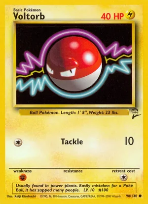 Voltorb 098/130 Common, Base Set 2 Pokémon TCG card