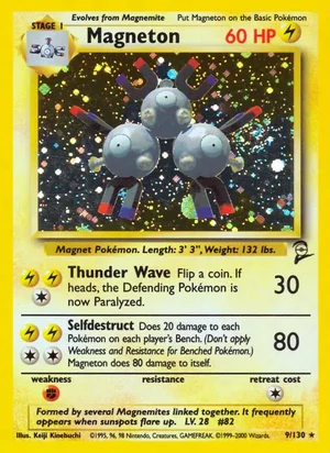 Magneton 009/130 Holo Rare, Base Set 2 Pokémon TCG card