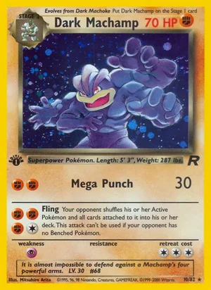 Dark Machamp (10) 010/082 Holo Rare, Team Rocket Pokémon TCG card
