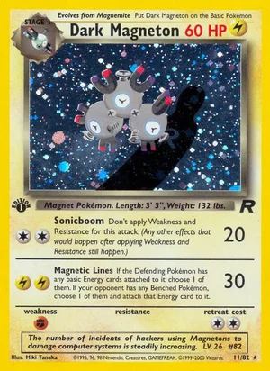 Dark Magneton (11) 011/082 Holo Rare, Team Rocket Pokémon TCG card