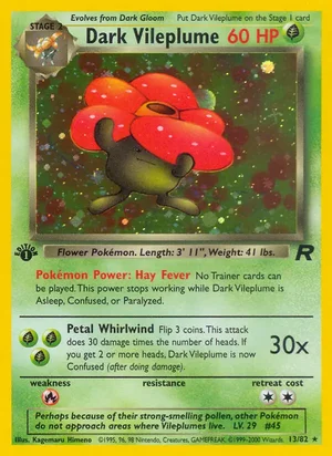 Dark Vileplume (13) 013/082 Holo Rare, Team Rocket Pokémon TCG card