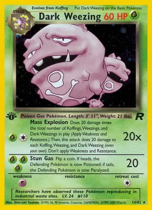 Dark Weezing (14) 014/082 Holo Rare, Team Rocket Pokémon TCG card