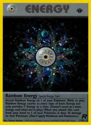 Rainbow Energy (17) 017/082 Holo Rare, Team Rocket Pokémon TCG card