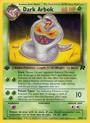 Dark Arbok (19) 019/082 Rare, Team Rocket Pokémon TCG card