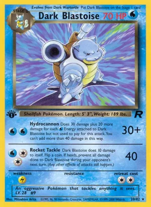 Dark Blastoise (20) 020/082 Rare, Team Rocket Pokémon TCG card
