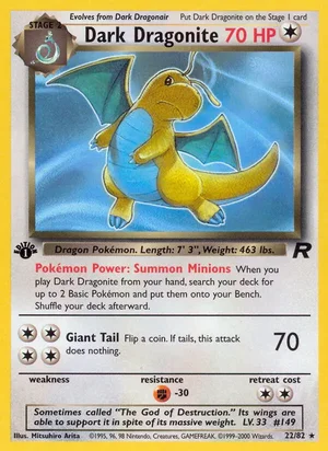 Dark Dragonite (22) 022/082 Rare, Team Rocket Pokémon TCG card