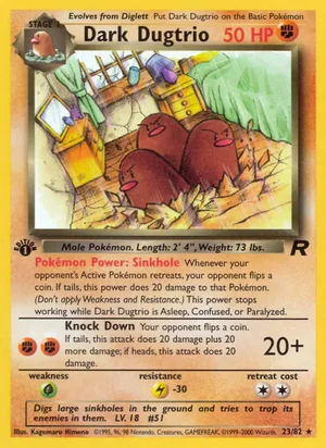 Dark Dugtrio (23) 023/082 Rare, Team Rocket Pokémon TCG card