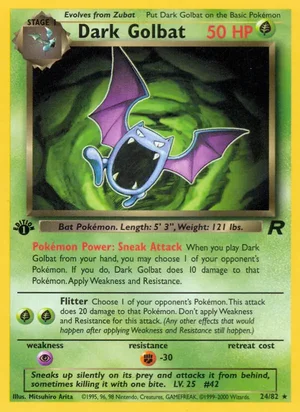 Dark Golbat (24) 024/082 Rare, Team Rocket Pokémon TCG card