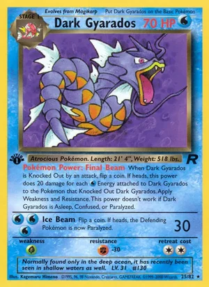 Dark Gyarados (25) 025/082 Rare, Team Rocket Pokémon TCG card
