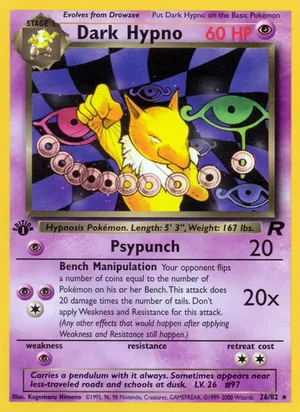 Dark Hypno (26) 026/082 Rare, Team Rocket Pokémon TCG card
