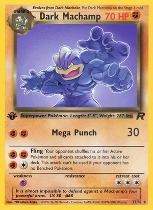 Dark Machamp (27) 027/082 Rare, Team Rocket Pokémon TCG card
