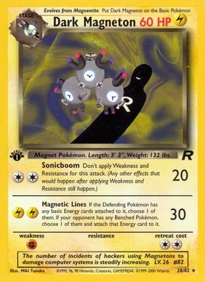 Dark Magneton (28) 028/082 Rare, Team Rocket Pokémon TCG card