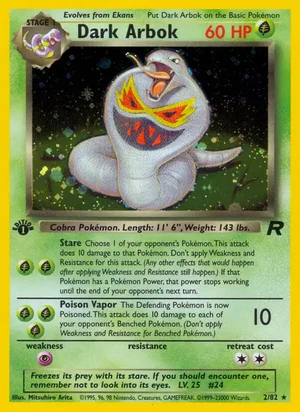Dark Arbok (2) 002/082 Holo Rare, Team Rocket Pokémon TCG card