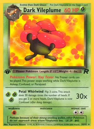 Dark Vileplume (30) 030/082 Rare, Team Rocket Pokémon TCG card