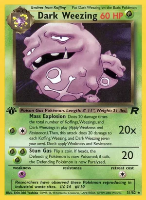Dark Weezing (31) 031/082 Rare, Team Rocket Pokémon TCG card