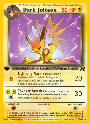 Dark Jolteon 038/082 Uncommon, Team Rocket Pokémon TCG card