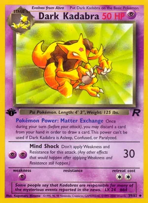 Dark Kadabra 039/082 Uncommon, Team Rocket Pokémon TCG card