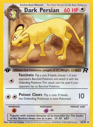 Dark Persian 042/082 Uncommon, Team Rocket Pokémon TCG card