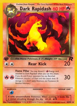 Dark Rapidash 044/082 Uncommon, Team Rocket Pokémon TCG card