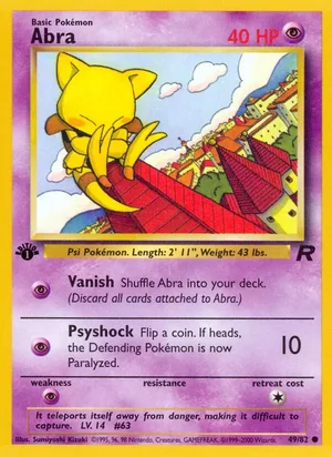 Abra 049/082 Common, Team Rocket Pokémon TCG card