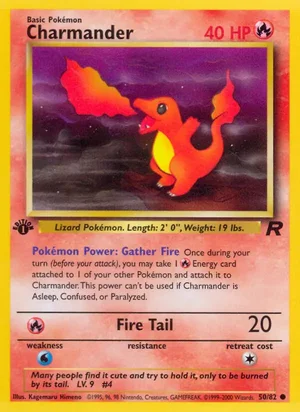 Charmander 050/082 Common, Team Rocket Pokémon TCG card
