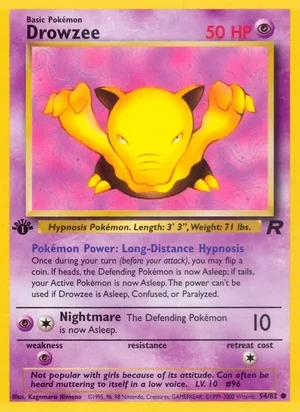 Drowzee 054/082 Common, Team Rocket Pokémon TCG card