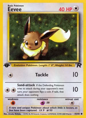Eevee 055/082 Common, Team Rocket Pokémon TCG card