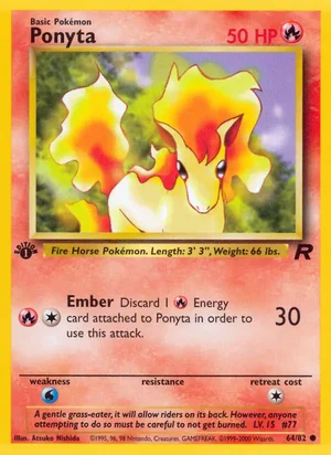 Ponyta 064/082 Common, Team Rocket Pokémon TCG card