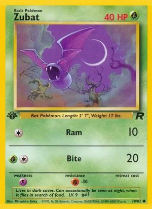 Zubat 070/082 Common, Team Rocket Pokémon TCG card