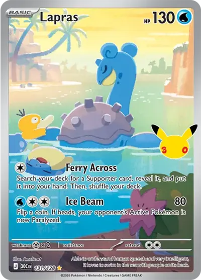 Lapras 30th Celebration Pok&eacute;mon TCG Secret Rare 131