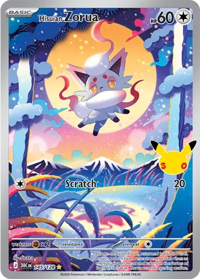 Hisuian Zorua 30th Celebration Pok&eacute;mon TCG Secret Rare 145