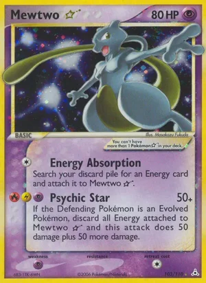 Mewtwo Gold Star card, EX Holon Phantoms