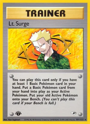 Lt. Surge (101) 101/132 Rare, Gym Heroes Pokémon TCG card