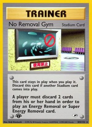 No Removal Gym 103/132 Rare, Gym Heroes Pokémon TCG card