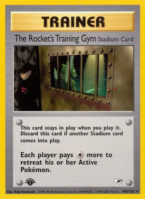 The Rocket's Training Gym 104/132 Rare, Gym Heroes Pokémon TCG card