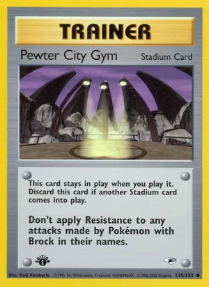 Pewter City Gym 115/132 Uncommon, Gym Heroes Pokémon TCG card